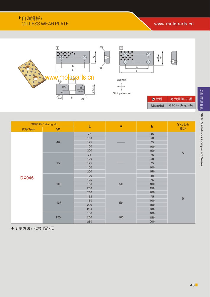 東莞大翔模具配件有限公司專業(yè)生產(chǎn)自潤滑板，自潤滑板的材質(zhì)、熱處理、硬度、標準、型號等詳情說明和介紹，您可以通過本頁面下單留言或者發(fā)送詢/報價